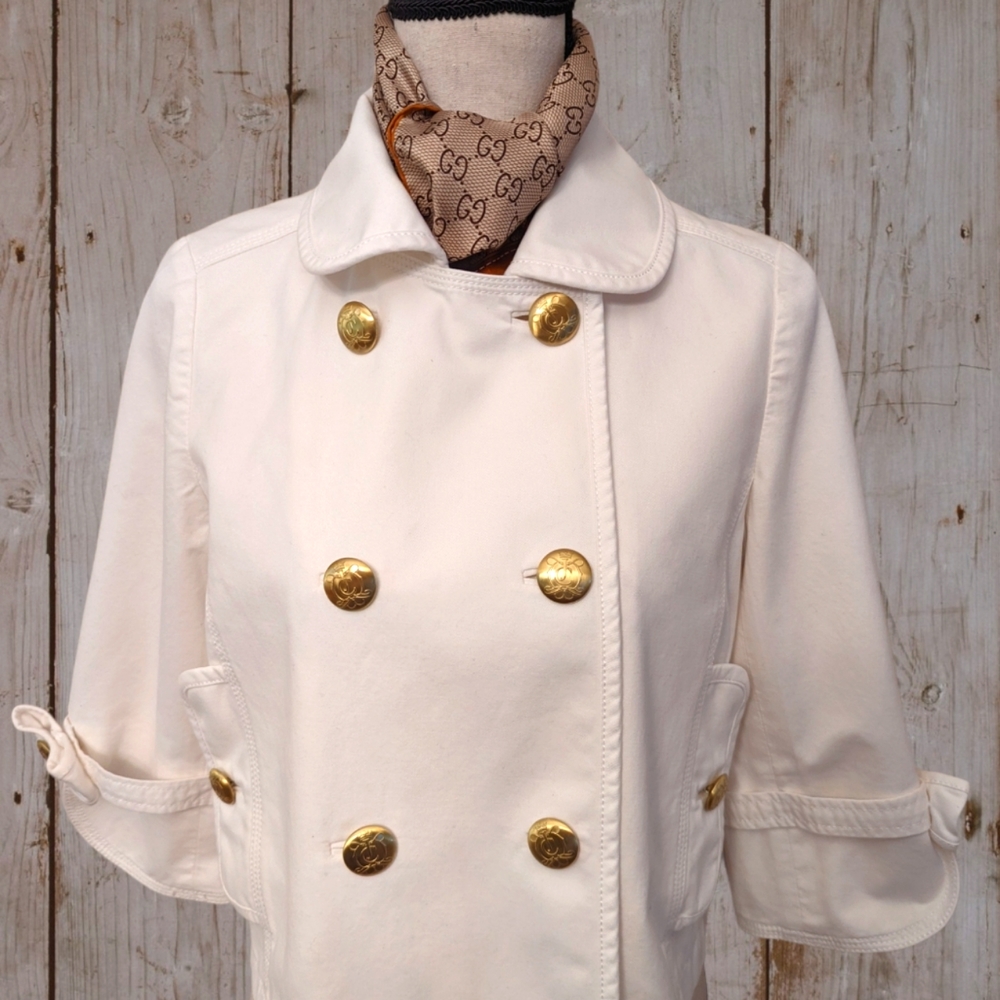 Juicy Couture Women's 3/4 Sleeves Pea Coat White Jacket Size (M)